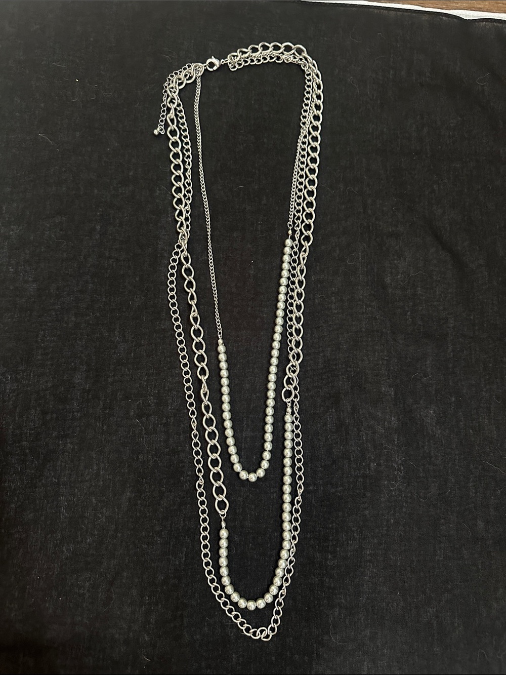Multi-Chain Silver Tone Layered Necklace - Women Jewelry